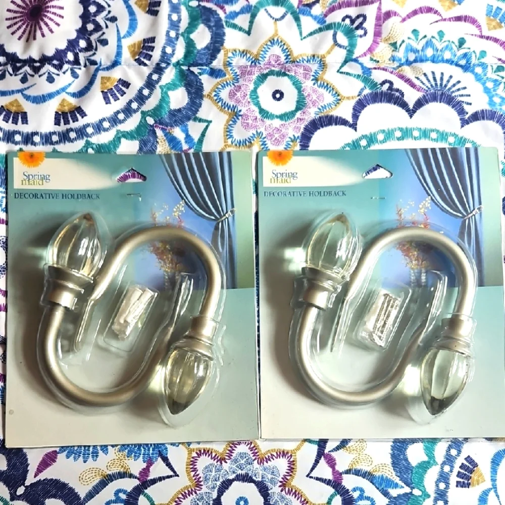 2 SETS Silver Curtain Holdbacks (4)